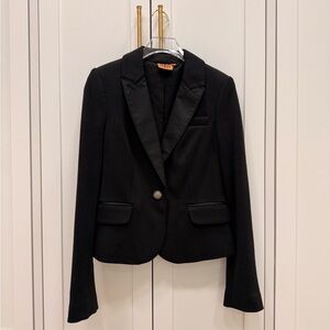 Tory Burch Black Knit Blazer Jacket with Crystal Buttons